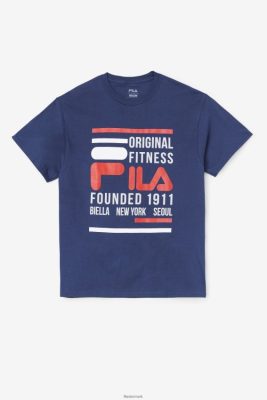 FILA Danmark - original fitness t-shirt marineblå/rød/hvid fila V4N06V353
