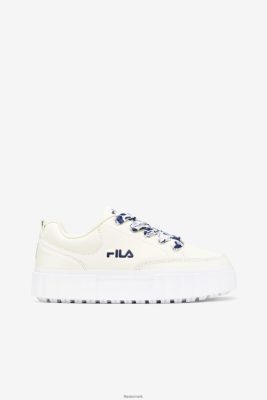 FILA Sko - fila dame sandblæst lav satin blonde hvid/marineblå/hvid V4N06V1345