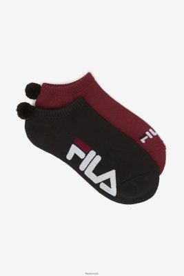 FILA Sko - fila dame tennis pom pom sok 2-pak mørkerød V4N06V1081