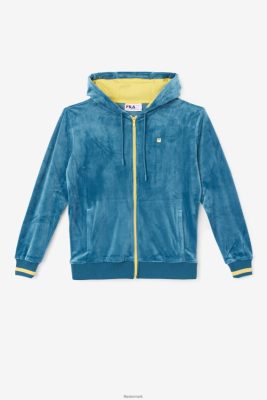FILA Sko - fila tove velour hættetrøje med fuld lynlås blå koral/banan V4N06V1507